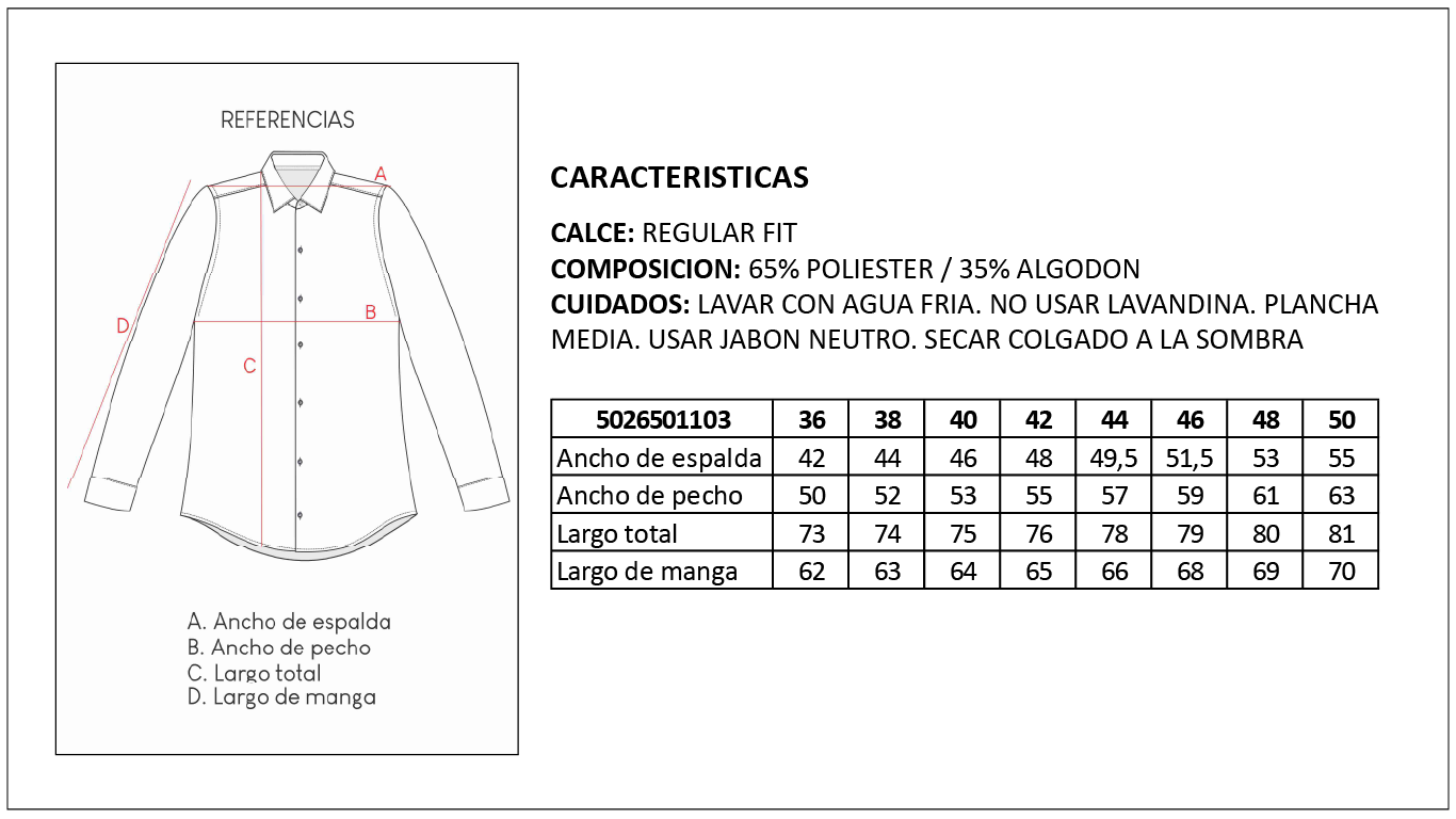 Tabla de Medidas Camisas Britches